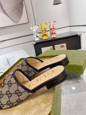 GG EXCLUSIVE SLIDE SANDAL BLACK AND CHARCOAL FABRIC