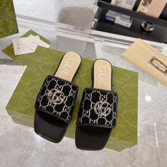 GG EXCLUSIVE SLIDE SANDAL BLACK FABRIC