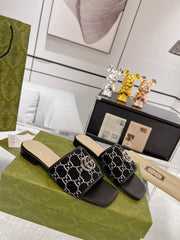 GG EXCLUSIVE SLIDE SANDAL BLACK FABRIC