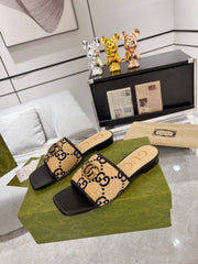 GG EXCLUSIVE SLIDE SANDAL BLACK AND CREAM SEDGE