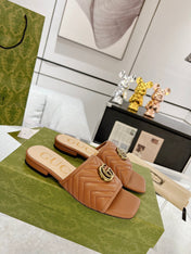 GG EXCLUSIVE SLIDE SANDAL CARAMEL CALFSKIN