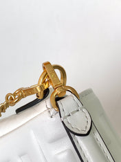 Mini Baguette Bag 20 With FF Motif White Leather Ghw