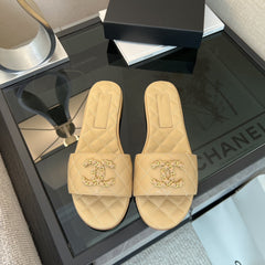 mule sandal beige quilted lambskin