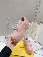 FENDI LOW-TOP TRAINER IN LIGHT PINK CALFSKIN