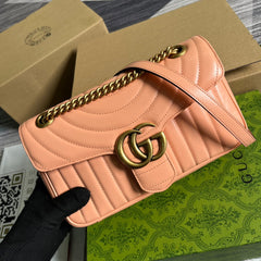 GG MARMONT 26 CLASSIC BAG IN PEACH PINK CALFSKIN