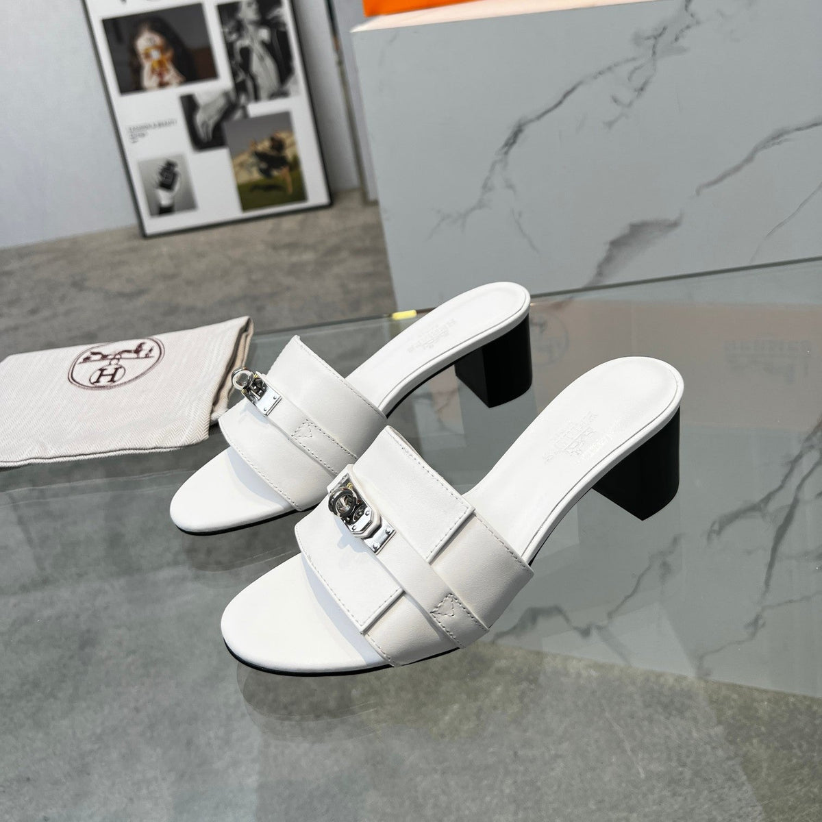 Gigi 50 Sandal White Calfskin