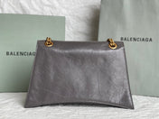 CRUSH MEDIUM CHAIN BAG 31 IN SUVA GRAY CRUSHED CALFSKIN GOLD HARDWARE