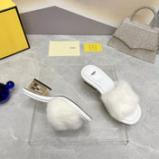 FENDI BAGUETTE MINK MEDIUM-HEELED 45MM IN WHITE FUR AND LAMBSKIN