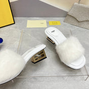 FENDI BAGUETTE MINK MEDIUM-HEELED 45MM IN WHITE FUR AND LAMBSKIN