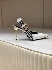 BALMAIN 25S SLINGBACK SHOES 95MM IN WHITE CALFSKIN