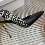 BALMAIN 25S SLINGBACK SHOES 95MM IN BLACK CALFSKIN