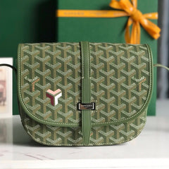BELVEDERE MM BAG 21 IN GREEN GOYARDINE CANVAS AND CALFSKIN