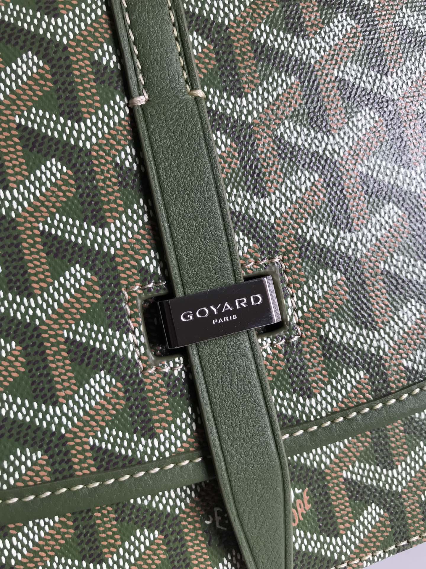 BELVEDERE MM BAG 21 IN GREEN GOYARDINE CANVAS AND CALFSKIN