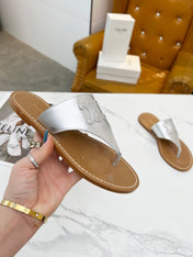 THONG MULE IN SILVER CALFSKIN