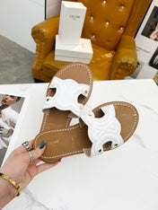 TRIOMPHE SLIDE IN WHITE CALFSKIN