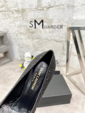 SL OPYUM BASIC HIGH HEEL BLACK CRYSTAL SATIN