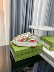 GG SNEAKER FLATFORM FLOWERS PATTERN CANVAS