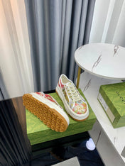 GG SNEAKER FLATFORM FLOWERS PATTERN CANVAS