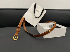 CL SMALL 18 MM TRIOMPHE BELT IN TAURILLON BRONZE BROWN LEATHER GOLD HARDWARE