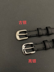 CL SMALL 18 MM TRIOMPHE BELT IN TAURILLON BLACK LEATHER SILVER HARDWARE