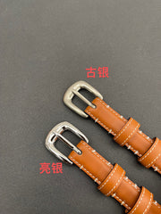 CL SMALL 18 MM TRIOMPHE BELT IN TAURILLON BRONZE BROWN LEATHER SILVER HARDWARE