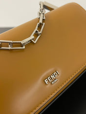 FENDI MINI FIRST SIGHT 23 BAG IN COPPER BROWN CALFSKIN WITH SILVER HARDWARE