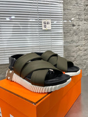 ELECTRIC SANDAL BLACK MIX DARK ARMY CALFSKIN