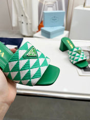 PRA EMBROIDERED SLIDES 65 GREEN FABRIC