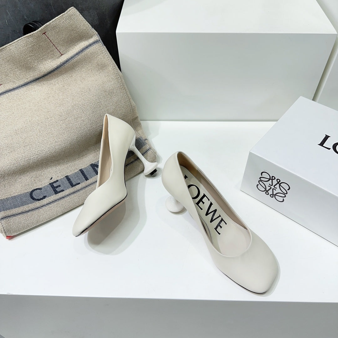 LW TOY PUMP 95 WHITE CALFSKIN