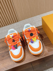 LV Trainer Maxi Sneaker White Mix Orange Calfskin