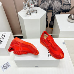 FLOW RUNNER SNEAKER IN RUBY RED SUEDE AND SHEEPSKIN