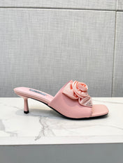 PRA FLOWER POINTED HEELS 55 LIGHT PINK CALFSKIN