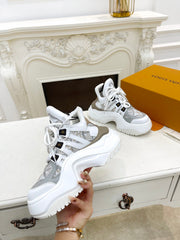 LV ARCHLIGHT 2.0 PLATFORM SNEAKER IN WHITE MIX DOVE GRAY MIX OF MATERIALS