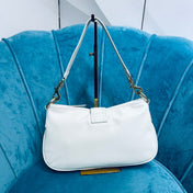 SHOULDER BAG 33 IN WHITE CALFSKIN GOLD HARDWARE