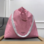 CRUSH LARGE TOTE BAG 46 IN PINK CRUSHED CALFSKIN SILVER HARDWARE