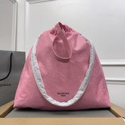 CRUSH LARGE TOTE BAG 46 IN PINK CRUSHED CALFSKIN SILVER HARDWARE