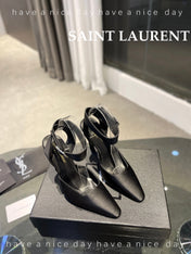 SL FANNY SLINGBACK PUMPS BLACK SATIN