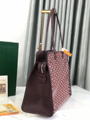 HARDY PM BAG 40 IN BROWN GOYARDINE CANVAS AND TAURILLON LEATHER TRIM