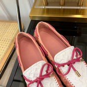LV GLORIA FLAT LOAFER LOGO STAMPING WHITE PINK