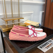 LV GLORIA FLAT LOAFER LOGO STAMPING WHITE PINK