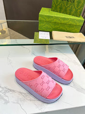 PLATFORM SANDALS IN BABY PINK MONOGRAM IMPORTED TPU