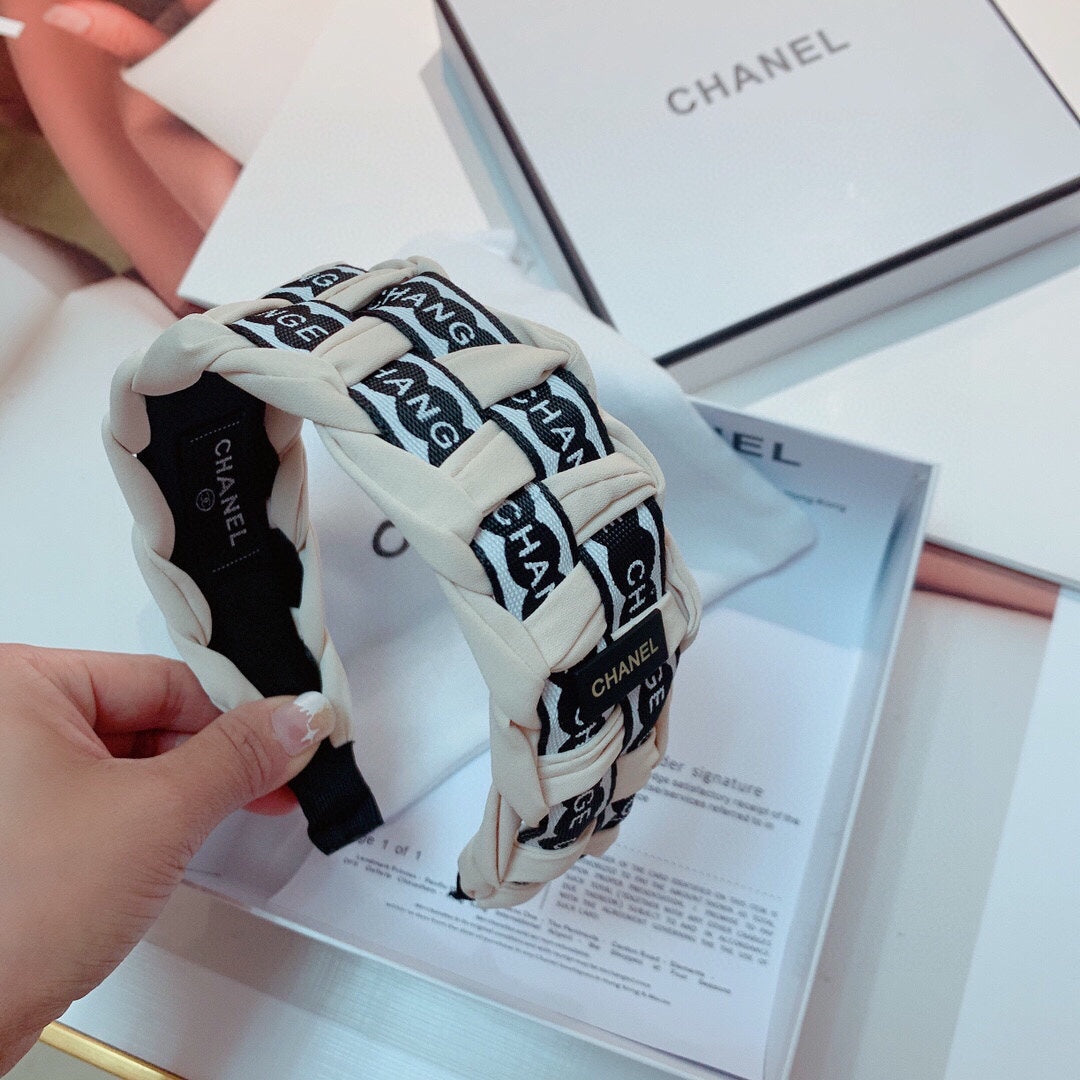 WHITE MIX BLACK FABRIC HAIRBAND 832193