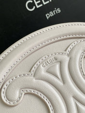 SMOOTH CALFSKIN 16 OVAL WHITE BAG