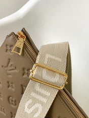 COUSSIN PM 26 IN BROWN MONOGRAM EMBOSSED LAMBSKIN GOLD HARDWARE