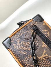 MINI SOFT TRUNK 18 IN BROWN DAMIER EBENE COATED CANVAS BLACK CHAIN
