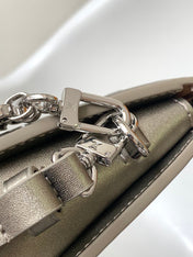 LV 25S LEXINGTON PREMIUM ORIGINAL HANDBAG 21 IN BEIGE GRAY MOONOGRAM CALFSKIN SHIMMERING METALLIC GOLD