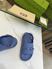 HORSEBIT FLATFORM SANDAL 5 CM IN AEGEAN BLUE IMPORTED TPU