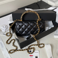 CC MINI 17 BAG IN BLACK CALFSKIN GOLD HARDWARE