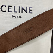 CL LARGE 35MM TWIN TRIOMPHE BELT IN BLACK AND BROWN CALFSKIN GOLD HARDWARE