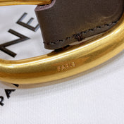 CL LARGE 35 MM BELT IN BLACK AND BROWN CALFSKIN GOLD HARDWARE